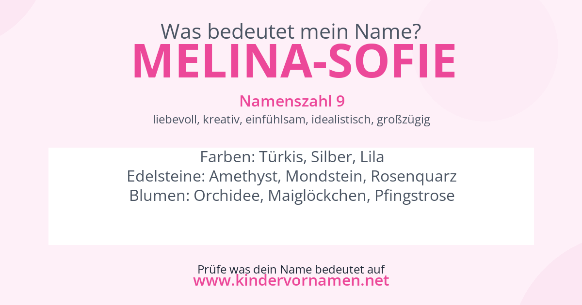 Was bedeutet der Name Melina-Sofie?