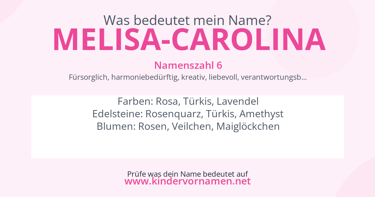 Was bedeutet der Name Melisa-Carolina?