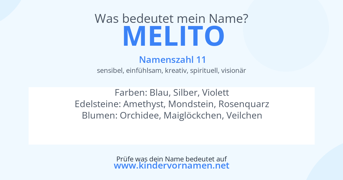 Was bedeutet der Name Melito?