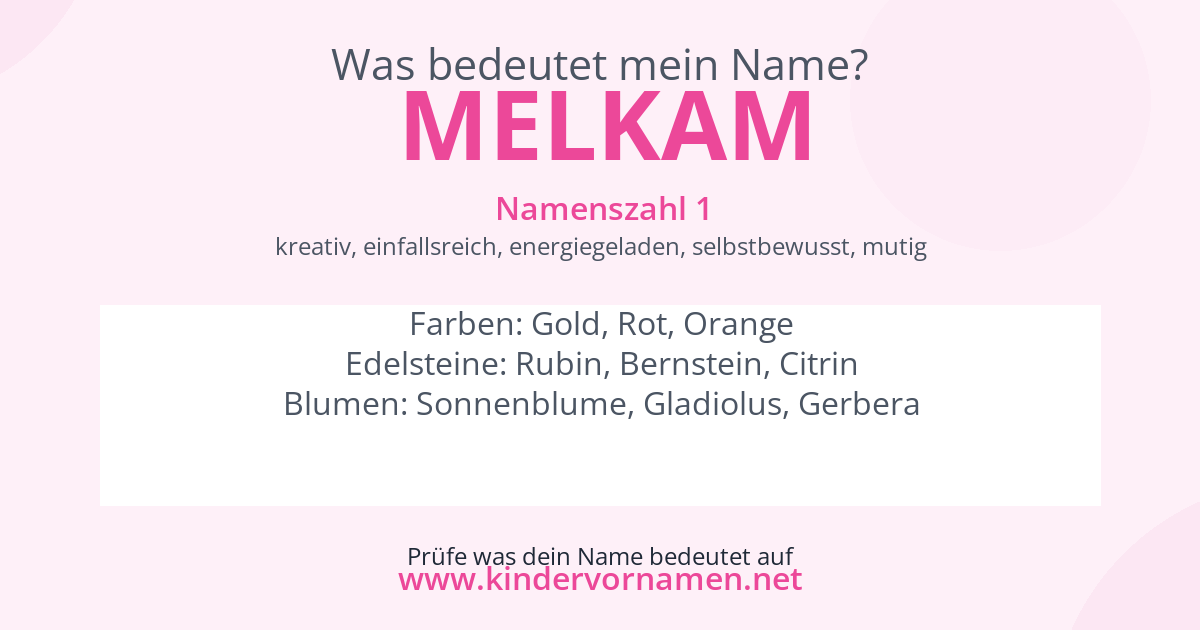 Was bedeutet der Name Melkam?
