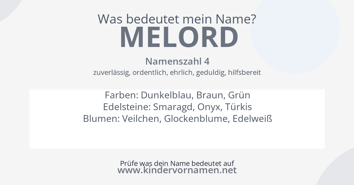 Was bedeutet der Name Melord?
