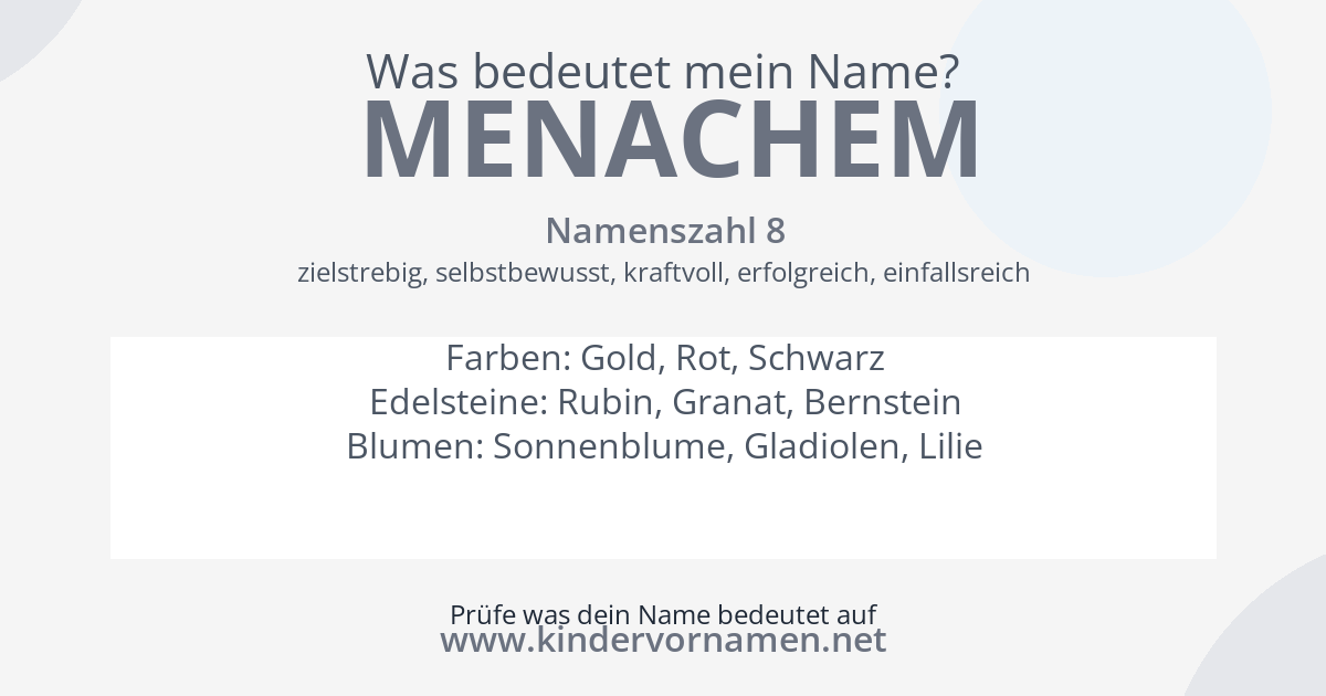 Was bedeutet der Name Menachem?