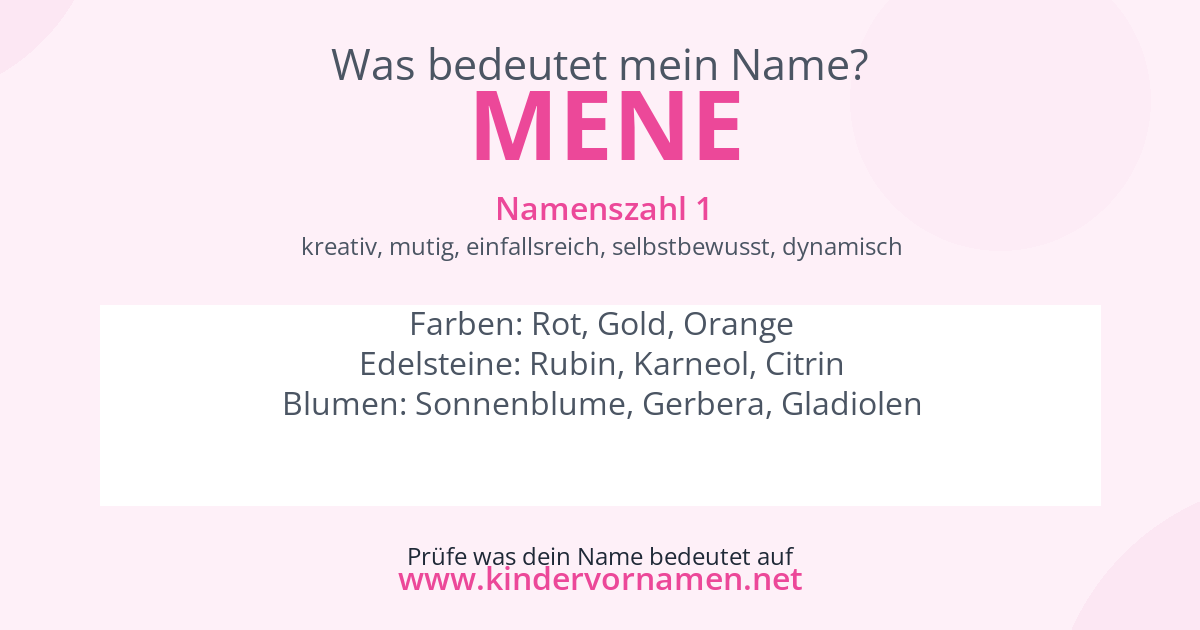 Was bedeutet der Name Mene?