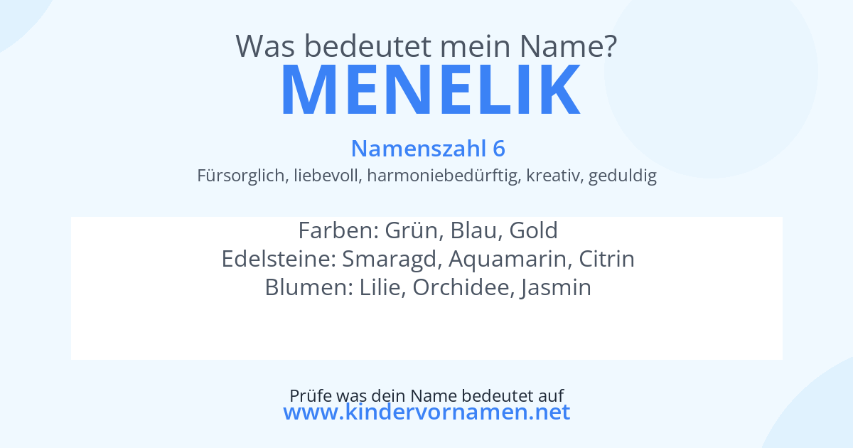 Was bedeutet der Name Menelik?