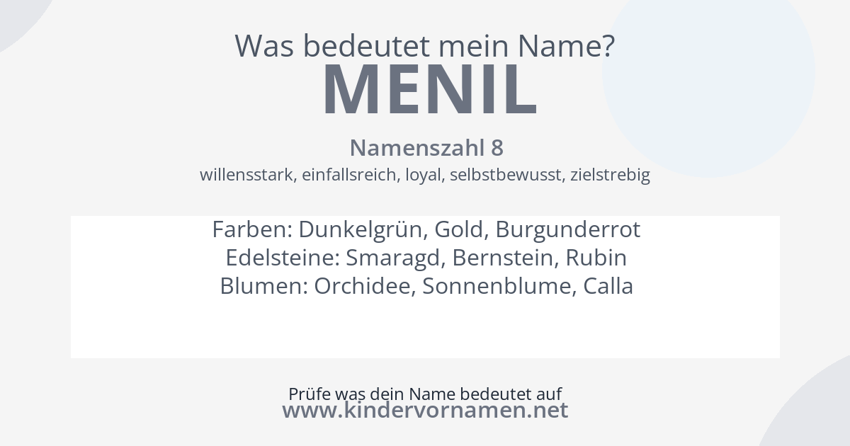 Was bedeutet der Name Menil?