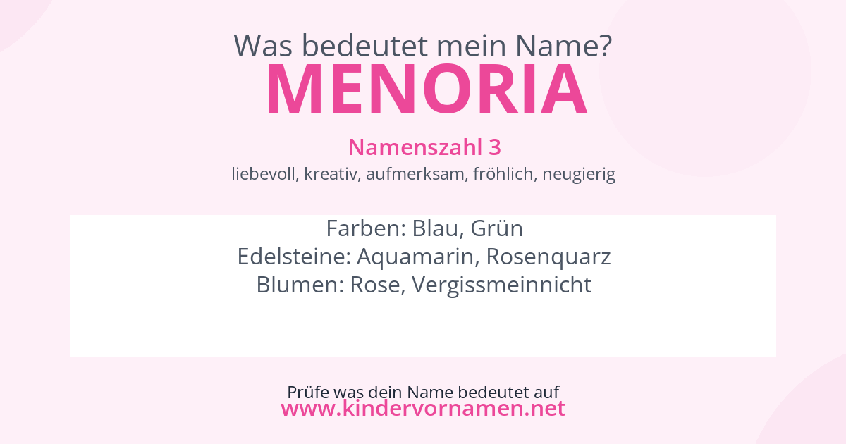 Was bedeutet der Name Menoria?