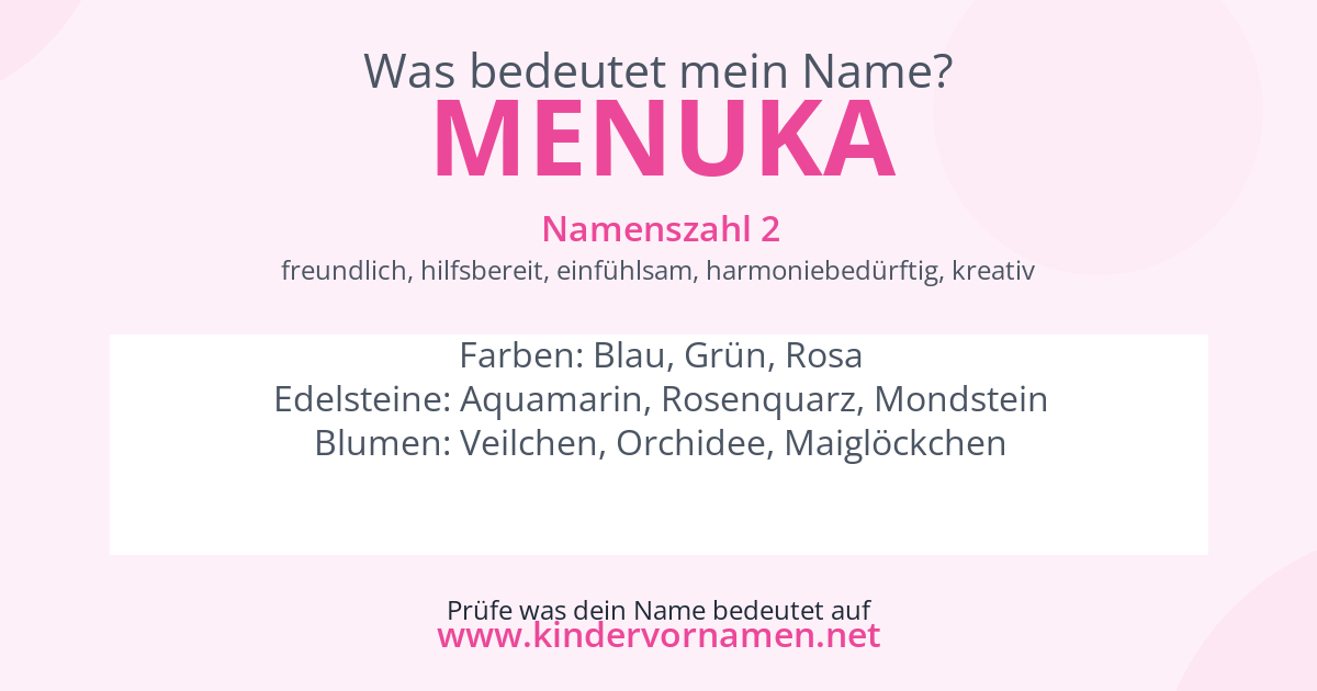 Was bedeutet der Name Menuka?