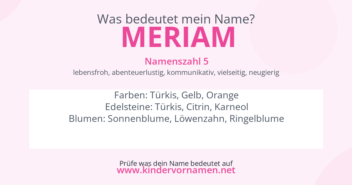 Was bedeutet der Name Meriam?