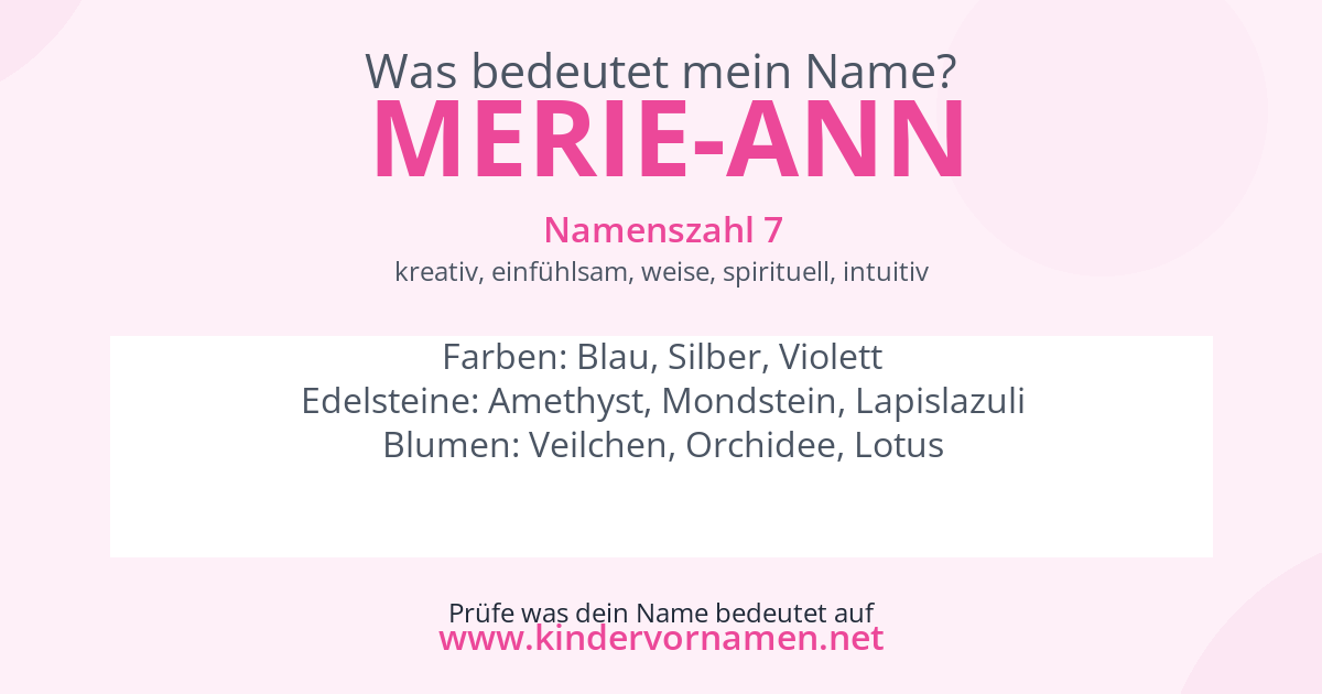 Was bedeutet der Name Merie-Ann?