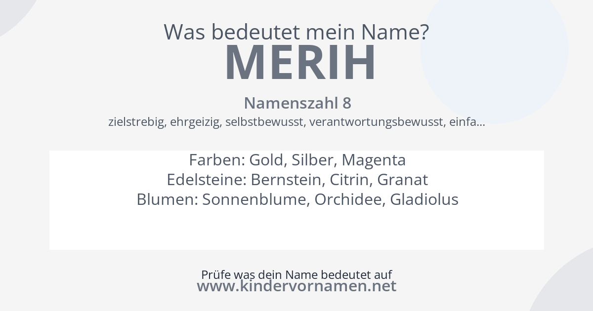 Was bedeutet der Name Merih?