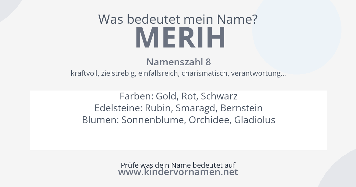 Was bedeutet der Name Merih?