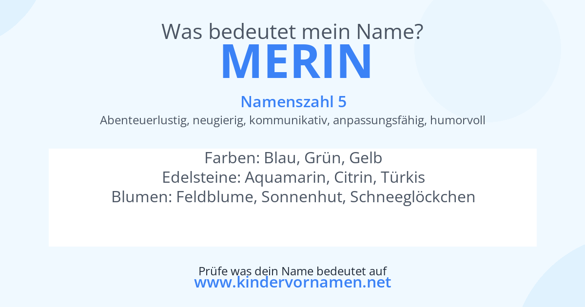 Was bedeutet der Name Merin?