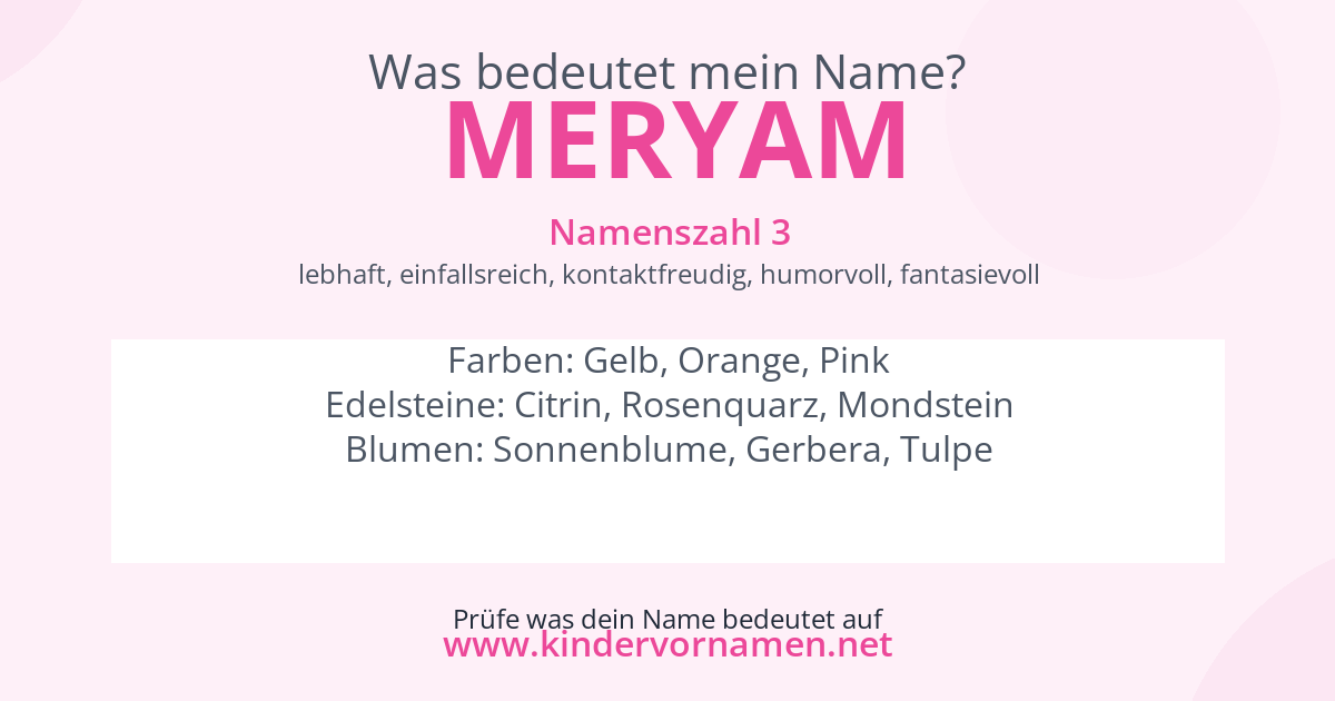 Was bedeutet der Name Meryam?