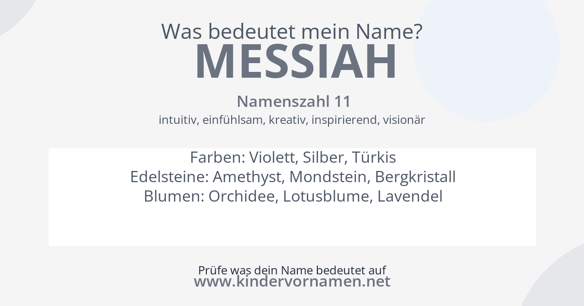 Was bedeutet der Name Messiah?