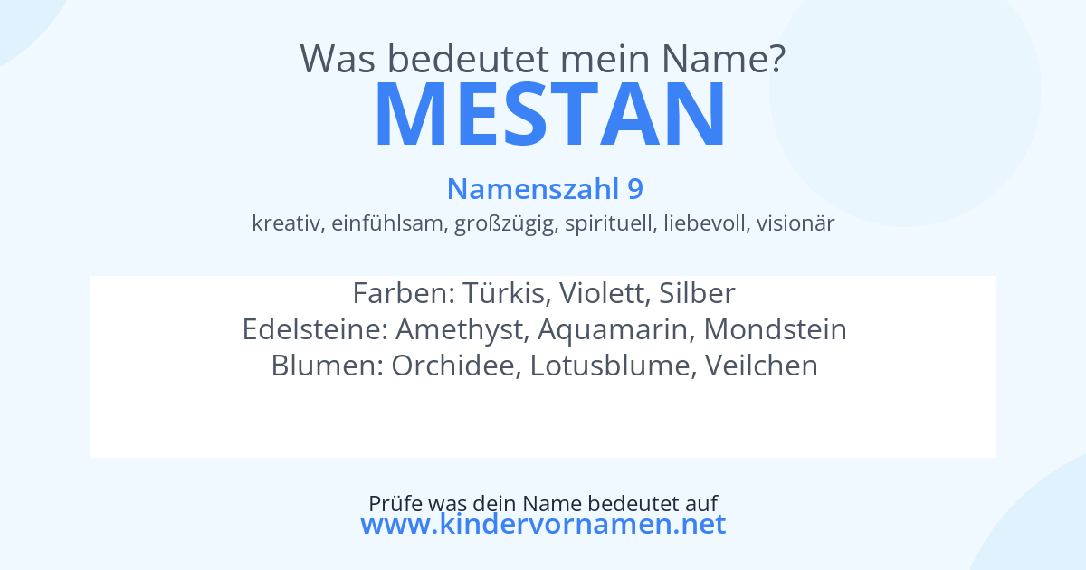 Was bedeutet der Name Mestan?