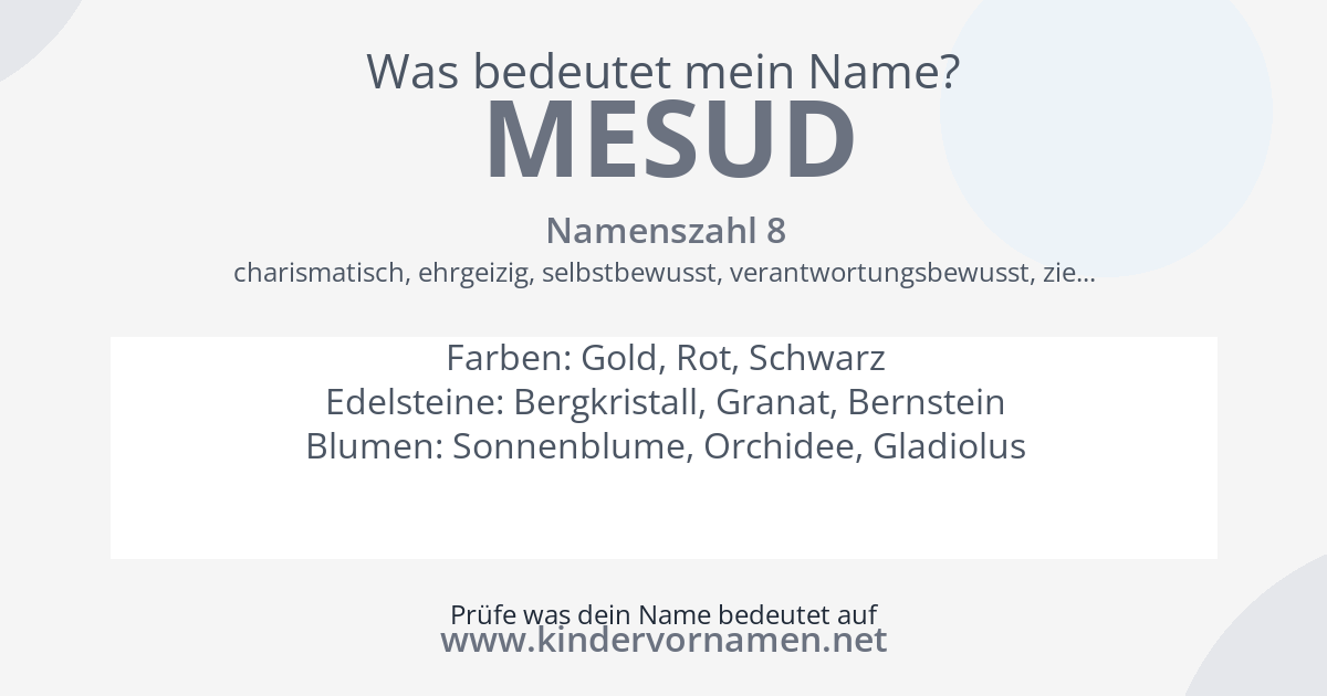 Was bedeutet der Name Mesud?