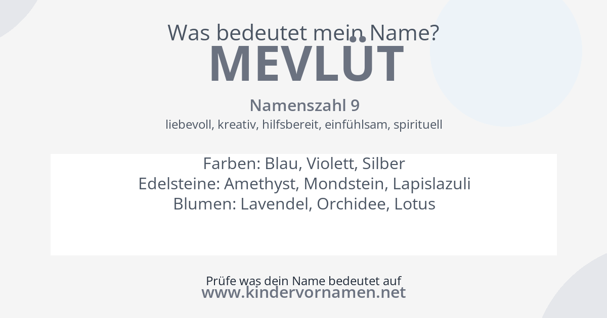 Was bedeutet der Name Mevlüt?