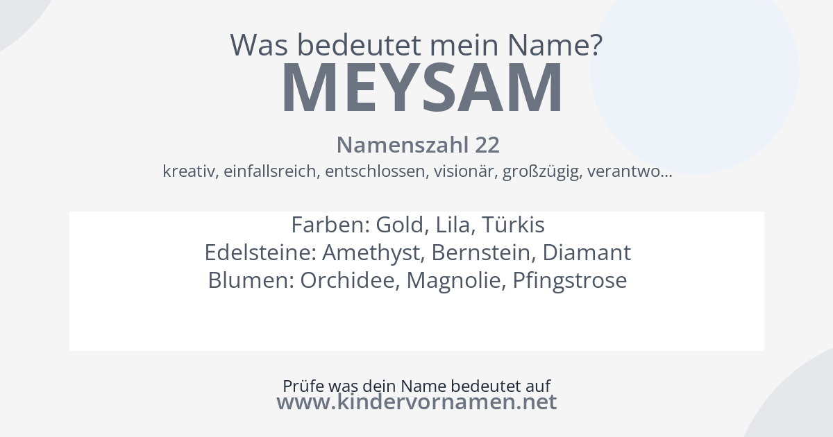 Was bedeutet der Name Meysam?