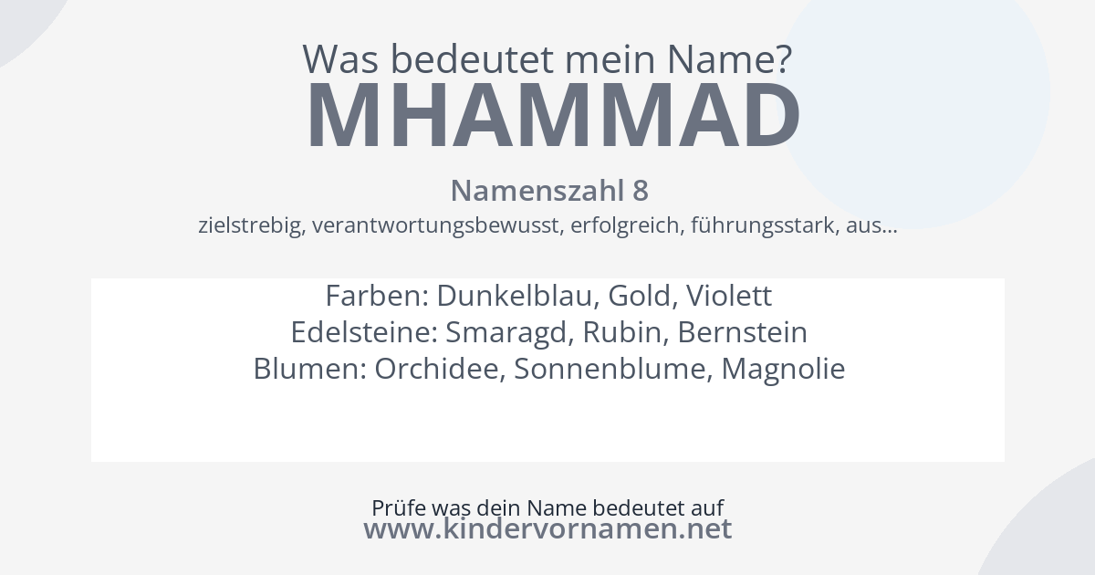 Was bedeutet der Name Mhammad?