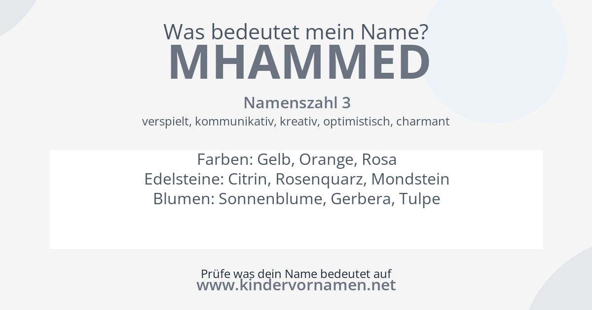 Was bedeutet der Name Mhammed?