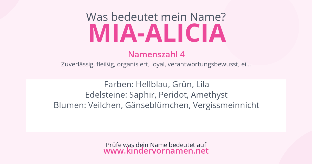 Was bedeutet der Name Mia-Alicia?