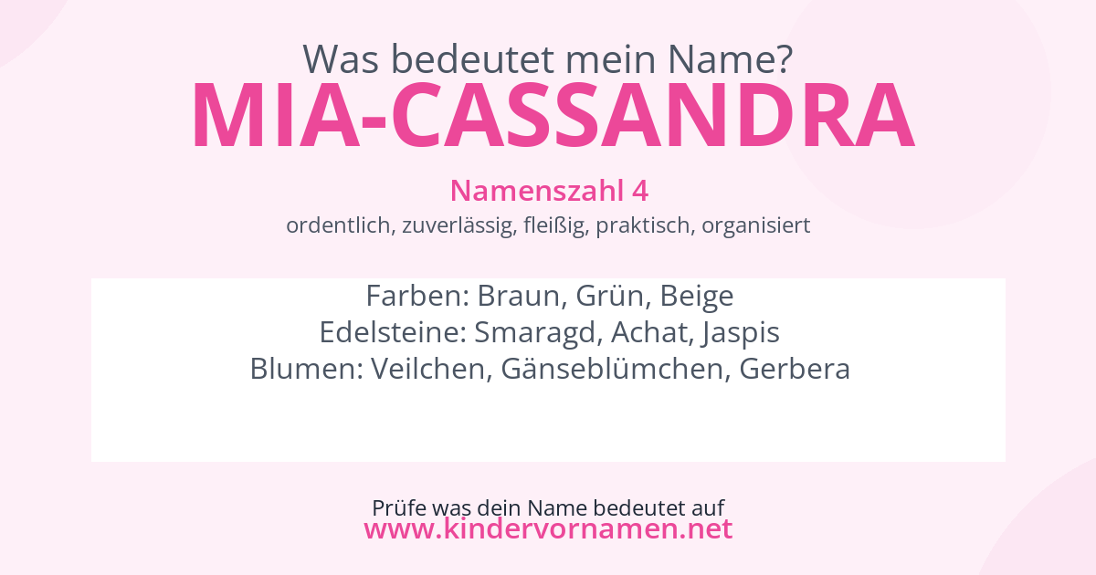 Was bedeutet der Name Mia-Cassandra?