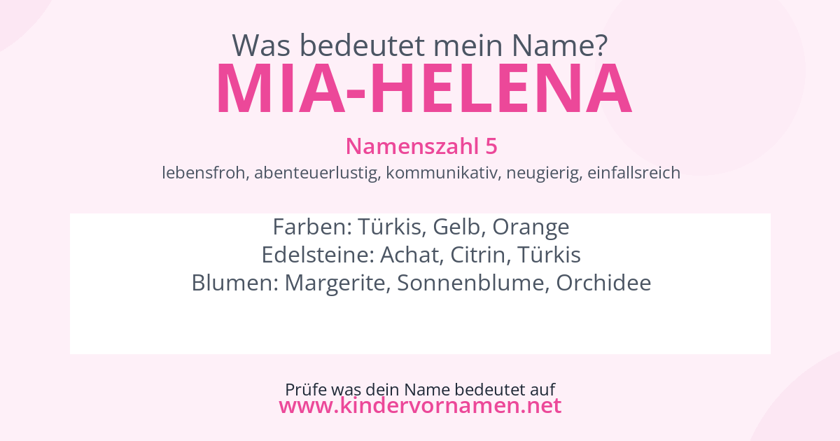 Was bedeutet der Name Mia-Helena?