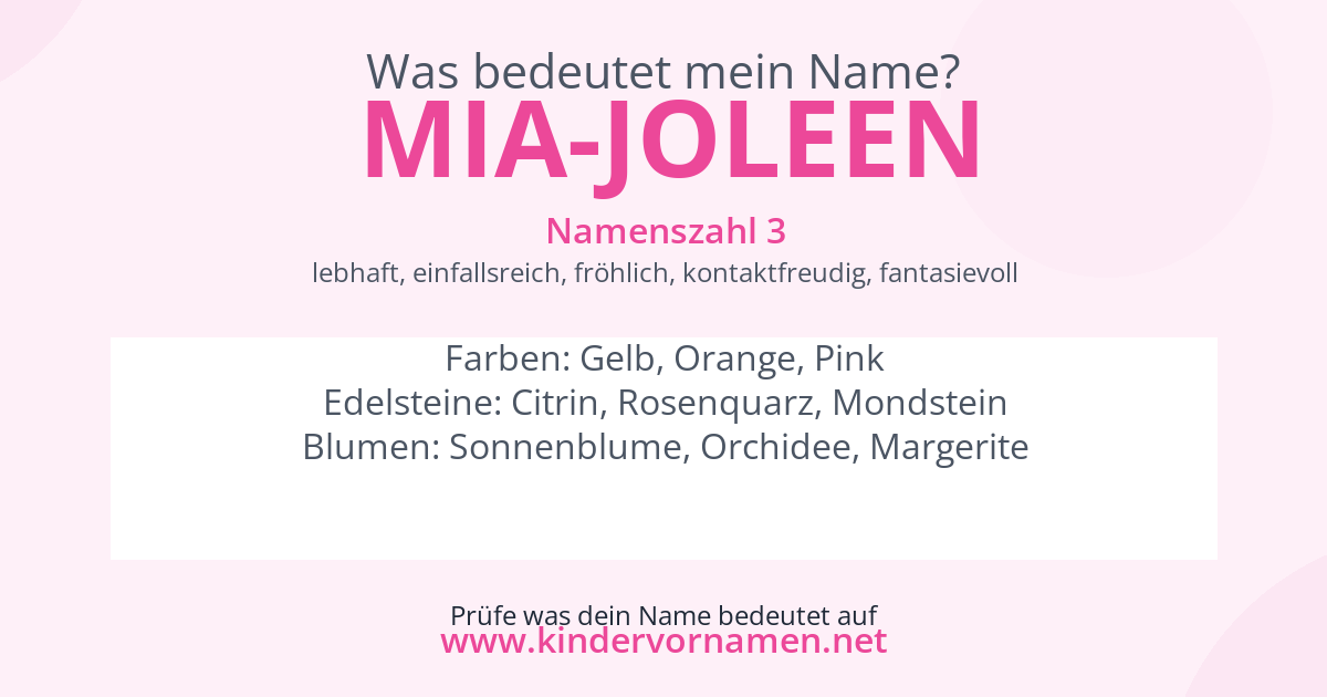 Was bedeutet der Name Mia-Joleen?