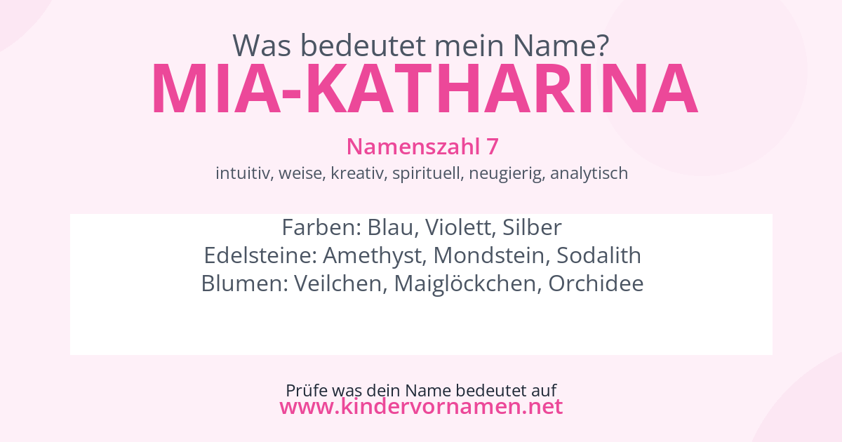Was bedeutet der Name Mia-Katharina?