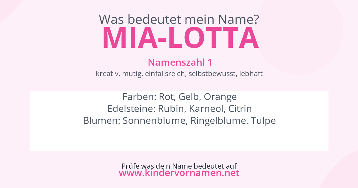 Was bedeutet der Name Mia-Lotta?