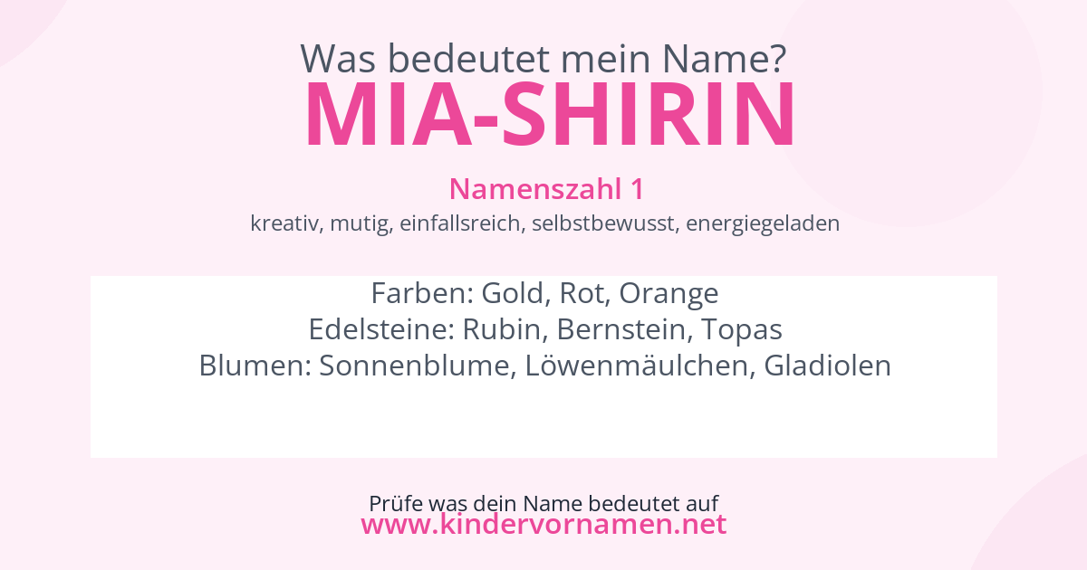 Was bedeutet der Name Mia-Shirin?