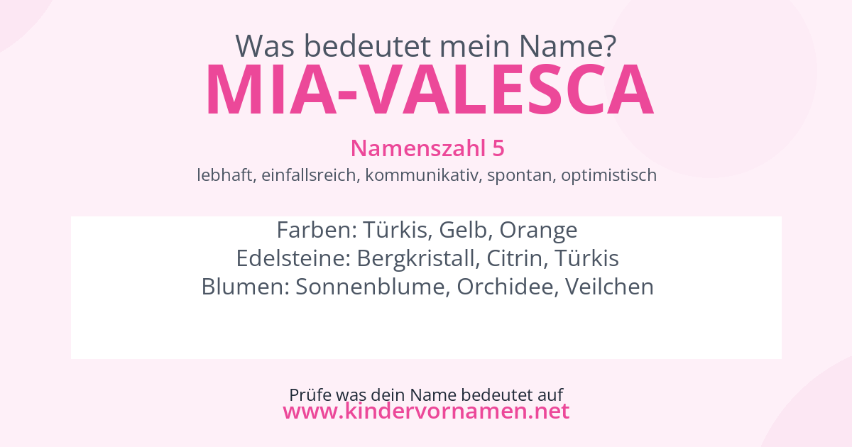 Was bedeutet der Name Mia-Valesca?