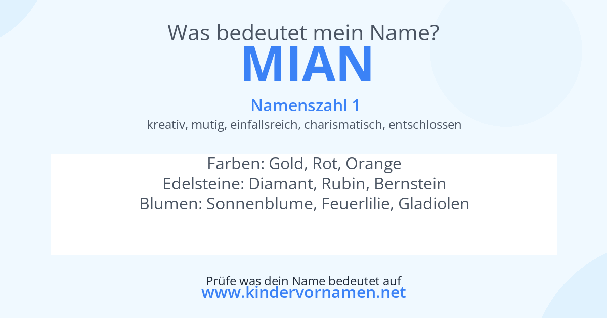 Was bedeutet der Name Mian?