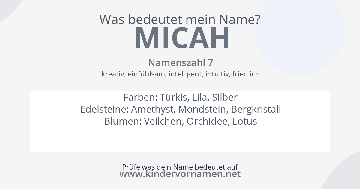 Was bedeutet der Name Micah?