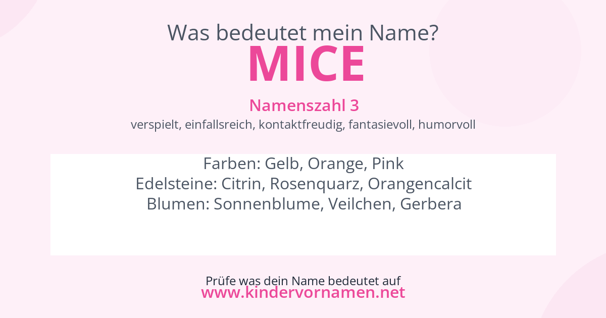 Was bedeutet der Name Mice?