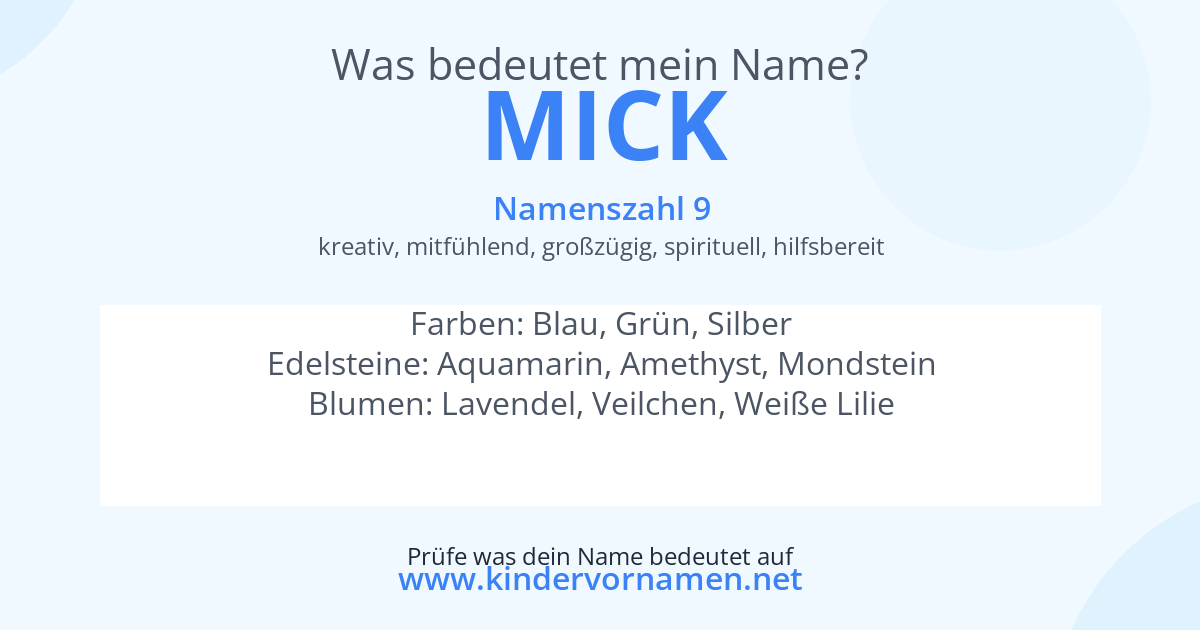 Was bedeutet der Name Mick?