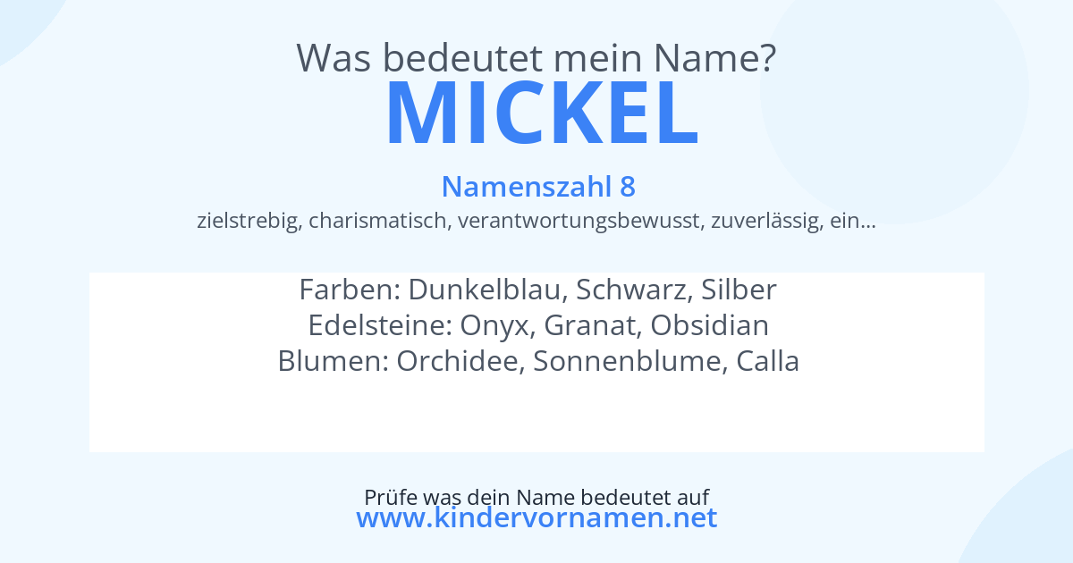 Was bedeutet der Name Mickel?