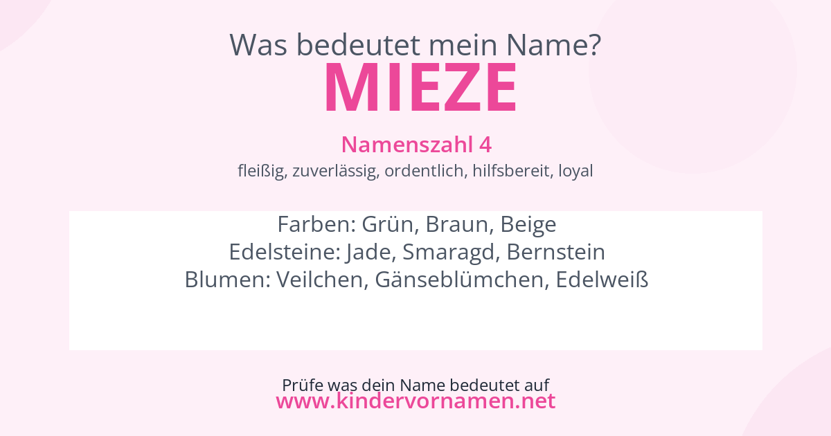 Was bedeutet der Name Mieze?
