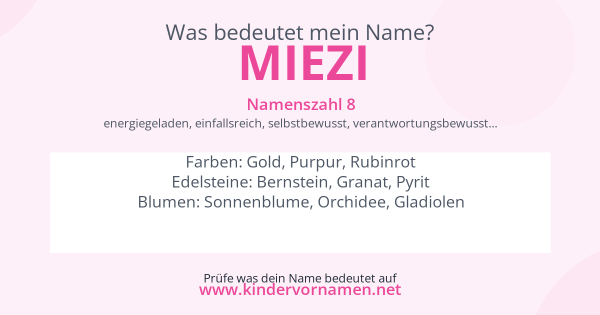 Was bedeutet der Name Miezi?