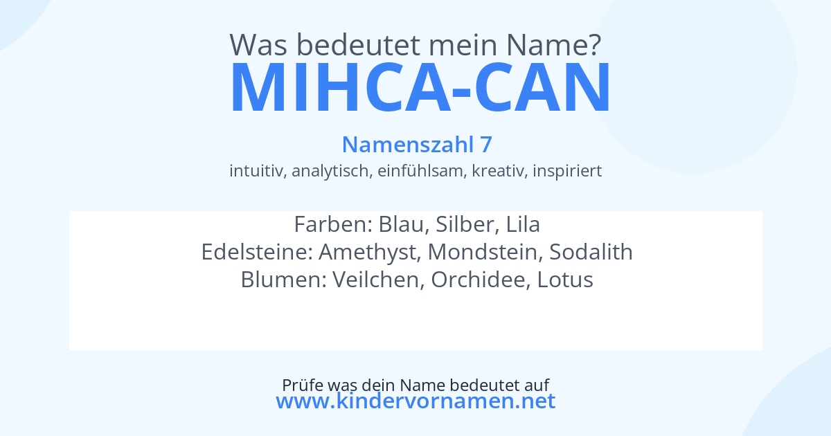 Was bedeutet der Name Mihca-Can?