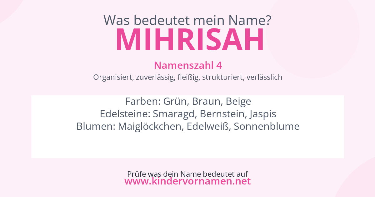 Was bedeutet der Name Mihrisah?