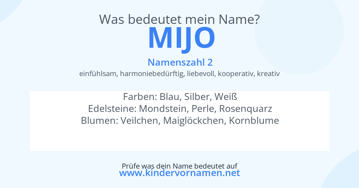 Was bedeutet der Name Mijo?