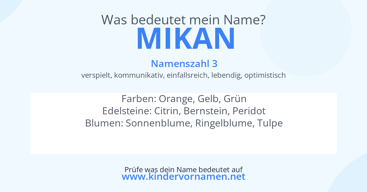 Was bedeutet der Name Mikan?