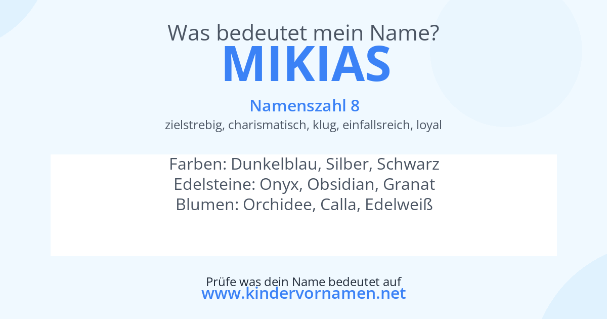 Was bedeutet der Name Mikias?