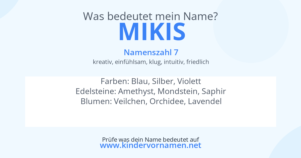 Was bedeutet der Name Mikis?