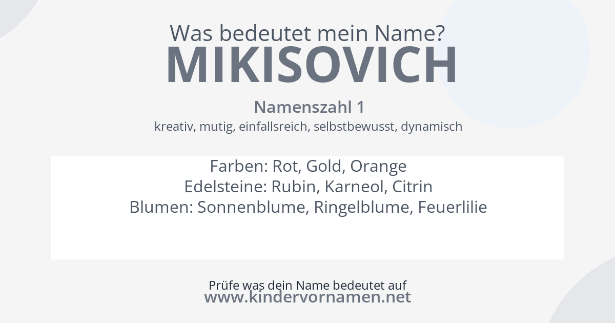 Was bedeutet der Name Mikisovich?