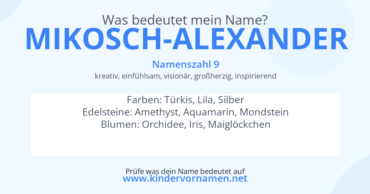 Was bedeutet der Name Mikosch-Alexander?