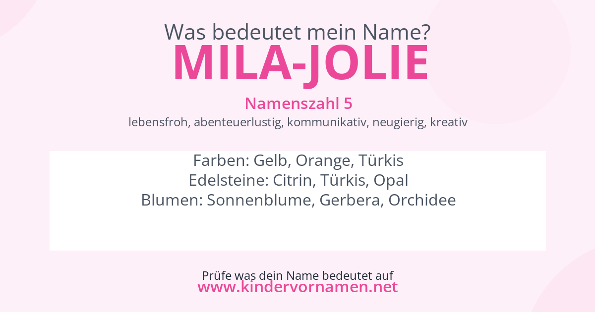 Was bedeutet der Name Mila-Jolie?