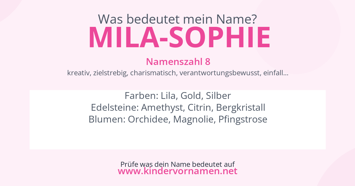 Was bedeutet der Name Mila-Sophie?