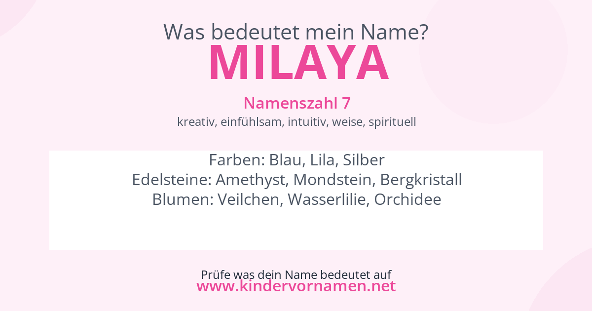 Was bedeutet der Name Milaya?